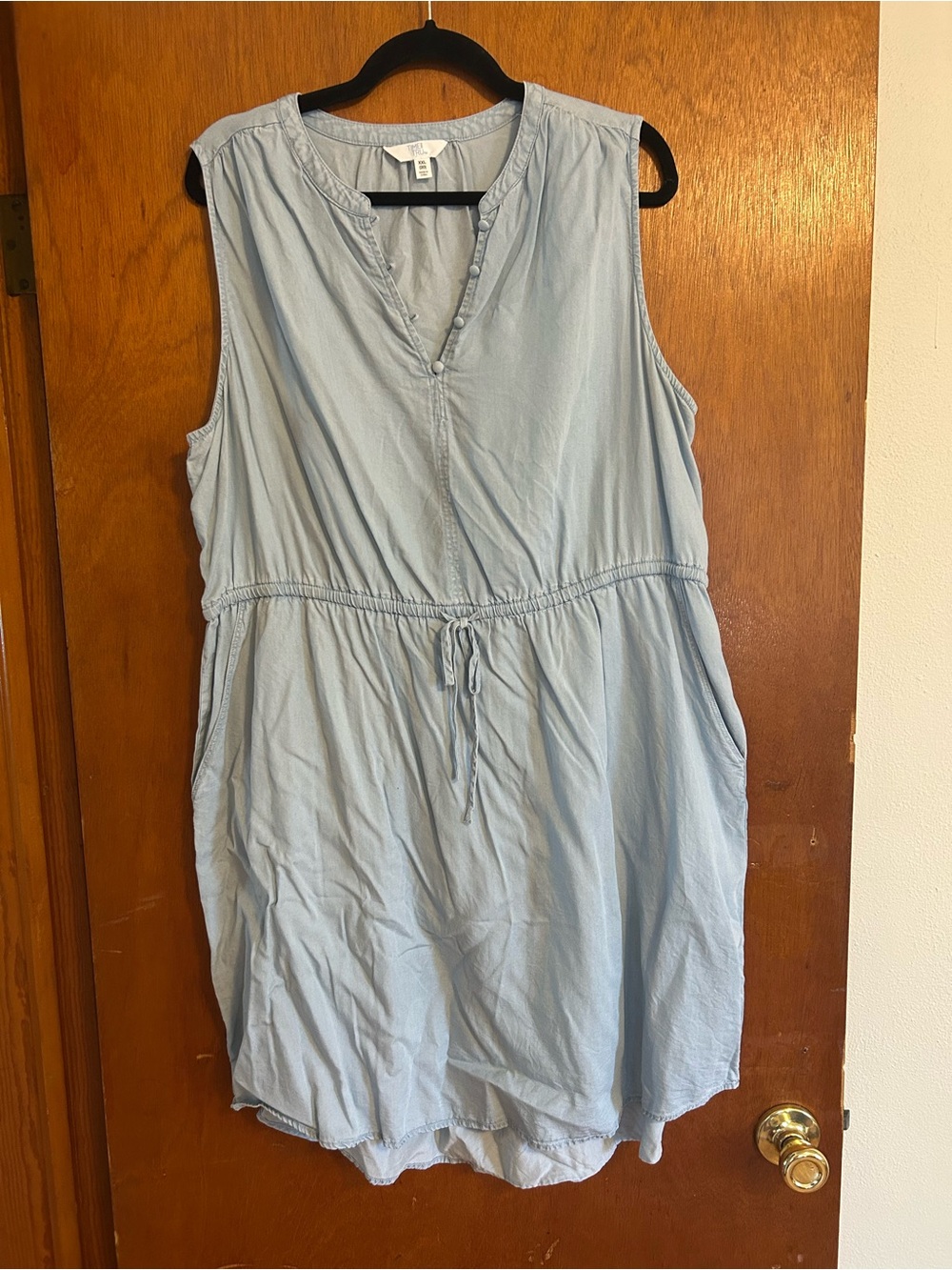 Time and Tru Light Blue Casual Sleeveless Tunic
